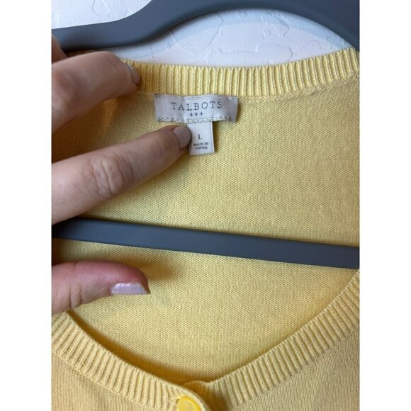Talbot's Yellow Cardigan Large 3/4 Sleeves 100% Cotton - Picture 3 of 7